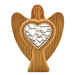 AMADEA Dřevěný anděl s vkladem - srdce, masivní dřevo, výška 10 cm