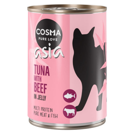 Cosma Original a Cosma Asia, 12 x 400 g - 20 % sleva - Asia: Tuňák s hovězím v želé