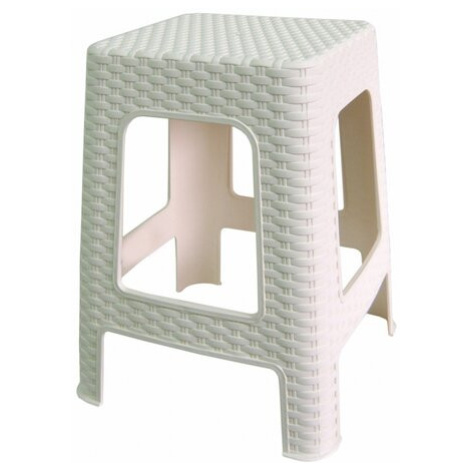 Zahradní stohovatelný taburet Ratan, 45 x 35,5 x 35,5 cm, bílá