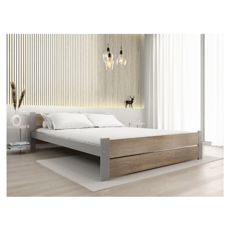 Postel IKAROS DOUBLE 160 x 200 cm, dub sonoma/šedá Rošt: S lamelovým roštem, Matrace: Matrace So