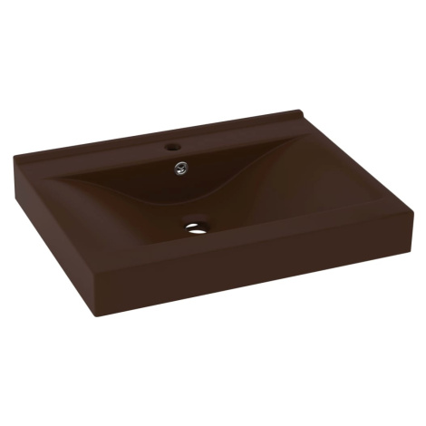 vidaXL Luxusní umyvadlo otvor na baterii tmavě hnědé 60x46 cm keramika