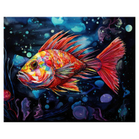 Obrazy na stěnu - Barevná ryba Rozměr: 40x50 cm, Rámování: vypnuté plátno na rám