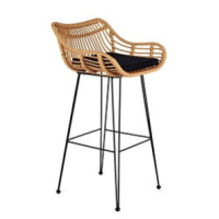 Halmar Ratanová barová židle H105, přírodní/černá, ratan/kov