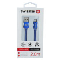 Datový kabel Swissten Textile USB/Lightning, 2,0m, modrý