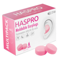 Haspro Mold6 silikonové špunty do uší, růžové 6 párů 12 ks