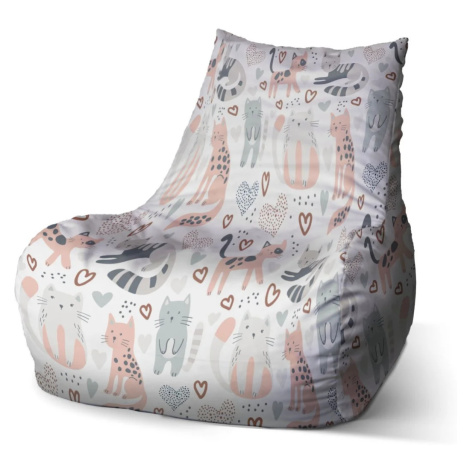 Sedací vak Bean Malované kočičky - 100 x 90 x 45 cm