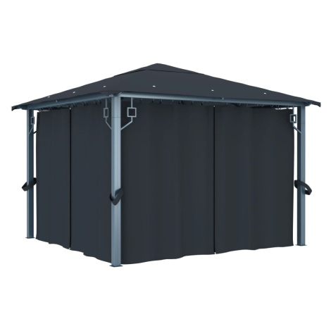 vidaXL Altán se závěsy 300 x 300 cm antracitový hliník