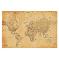 Plakát, Obraz - Mapa světa - starý styl, 91.5x61 cm
