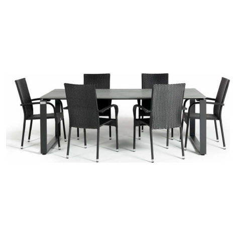 Zahradní jídelní set pro 6 osob s černou židlí Paris a stolem Strong, 100 x 210 cm Bonami