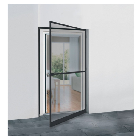 LIVARNO home Hliníkové dveře s ochranou proti hmyzu a upínacím rámem, 120 x 240 cm (antracitová)