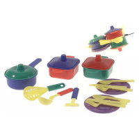 MAD Dětské plastové nádobí kuchyňský set s příbory a doplňky v síťce