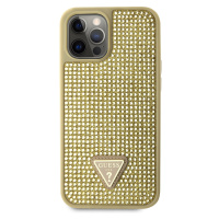 Zadní kryt Guess Rhinestones Triangle Metal Logo pro Apple iPhone 12 Pro Max, zlatá