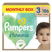 PAMPERS Plenky jednorázové Harmonie Baby vel. S 3, 186 ks, 6kg-10kg