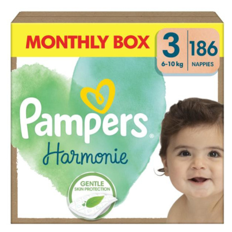 PAMPERS Plenky jednorázové Harmonie Baby vel. S 3, 186 ks, 6kg-10kg