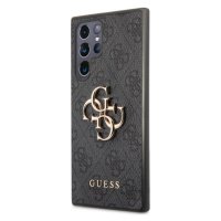 Guess PU 4G Metal Logo Zadní Kryt pro Samsung Galaxy S22 Ultra Grey