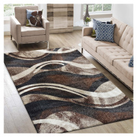 Originální koberec s abstraktním vzorem v hnědé barvě