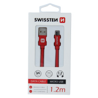 Datový kabel Swissten Textile USB/MicroUSB, 1,2m, červený