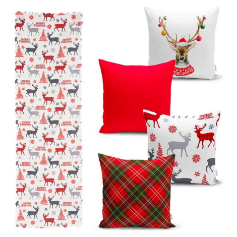 Sada 4 vánočních povlaků na polštář a běhounu na stůl Minimalist Cushion Covers Christmas Orname