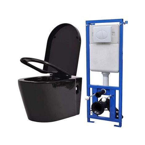 Závěsná toaleta s podomítkovou nádržkou keramická černá 274670 SHUMEE