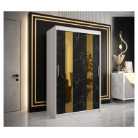 Šatní skříň Abi Golden Pole Barva korpusu: Bílá, Rozměry: 120 cm, Dveře: Černý Marmur + zlaté zr