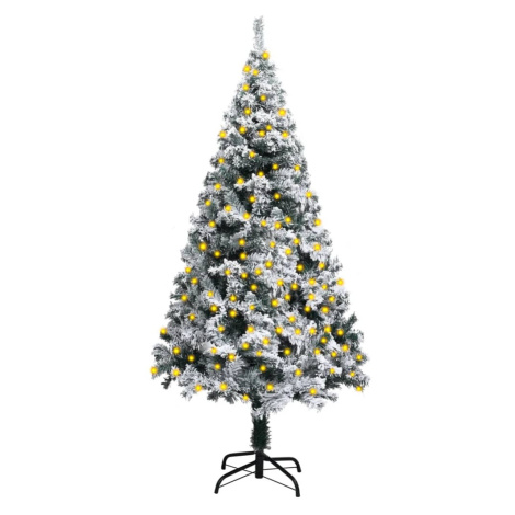 vidaXL Umělý vánoční stromek s LED osvětlením zasněžený zelený 120 cm