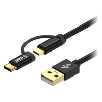 AlzaPower AluCore 2in1 USB-A to Micro USB/USB-C 0.5m černý