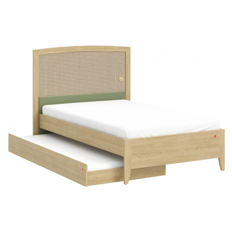 Studentská postel 120x200cm s čelem a přistýlkou habitat - dub/zelená