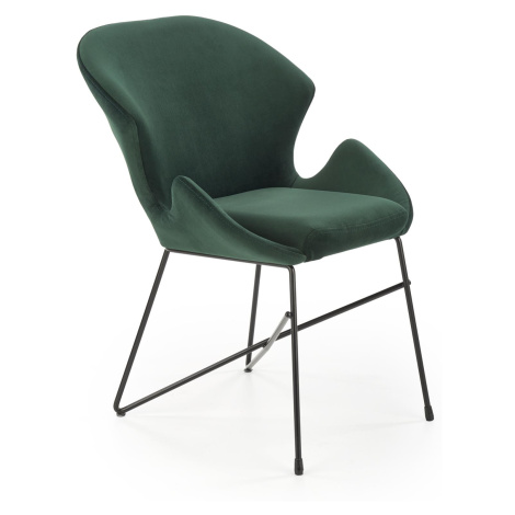 Tmavě zelená sametová židle KAND 458