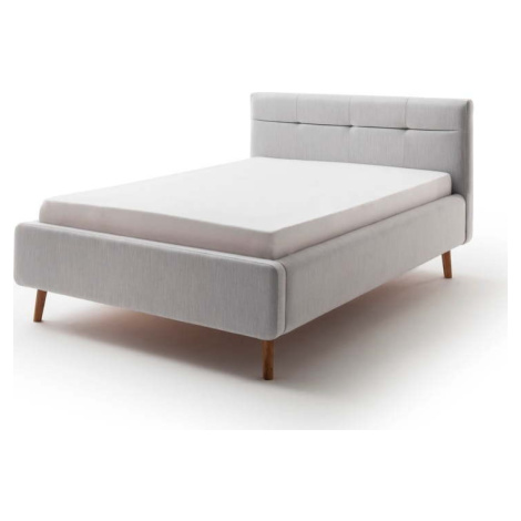Světle šedá čalouněná dvoulůžková postel s úložným prostorem s roštem 140x200 cm Lotte - Meise M Meise Möbel