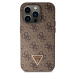 Guess PU 4G Strass Triangle Metal Logo kryt iPhone 15 Pro hnědý