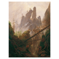 Obrazová reprodukce Rocky landscape in the Elbe Sandstone Mountains (Vintage Painting)  - Caspar