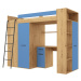 ArtCross Dětská rohová vyvýšená postel VERANA | dub artisan/modrá Barva: Levá