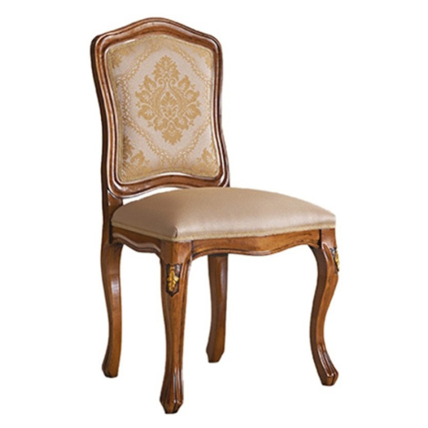 Estila Luxusní klasická čalouněná jídelní židle Clasica z dřevěného masivu s vyřezávanou výzdobo
