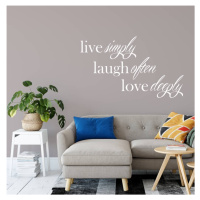 Nálepka na zeď - Live, laugh, love (citát na zeď)