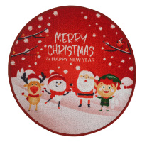 B.E.S. - Petrovice, s.r.o. Kulatý vánoční kobereček průměr 80cm - Merry Christmas tančící postav