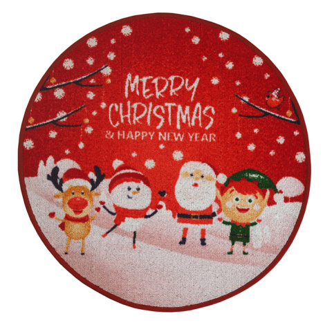 B.E.S. - Petrovice, s.r.o. Kulatý vánoční kobereček průměr 80cm - Merry Christmas tančící postav