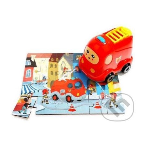 Hasičské auto, dřevěné (s hračkou) - puzzle z kategorie Maxi dílky