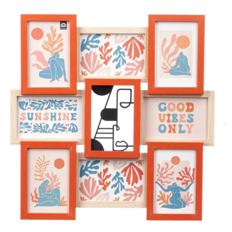 GIFTDECOR Fotorámeček na 8 fotografií HUIT červený/béžový