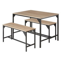 Sestava stolu a laviček Bolton 2+1 Industrial světlé dřevo, dub Sonoma