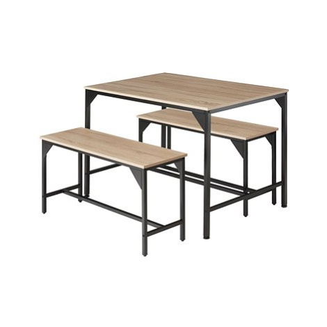 Sestava stolu a laviček Bolton 2+1 Industrial světlé dřevo, dub Sonoma tectake