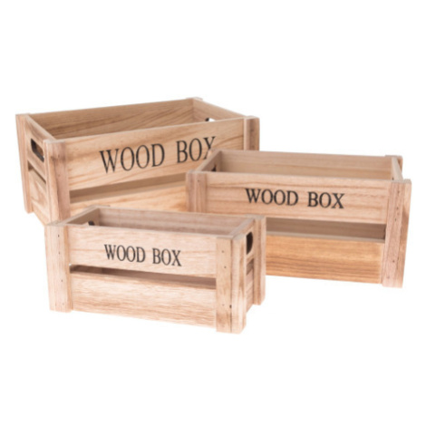 Sada úložných boxů (3 ks) přírodní dřevo Asko
