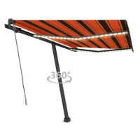 vidaXL Automatická markýza LED a senzor větru 350x250 cm oranžovohnědá