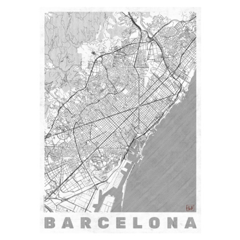 Mapa Barcelona, Hubert Roguski, 30 × 40 cm