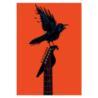 Ilustrace Raven with a guitar, ne2pi, 30 × 40 cm