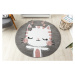 Dywany Łuszczów Dětský kusový koberec Petit Kitty cat grey kruh - 160x160 (průměr) kruh cm