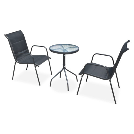 vidaXL 3dílný bistro set ocelový černý