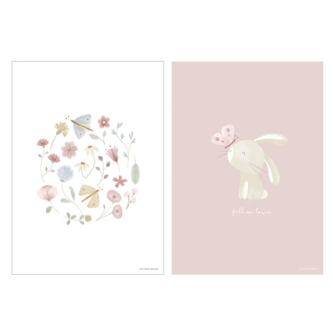 LITTLE DUTCH - Plakát A3 Květiny a motýly