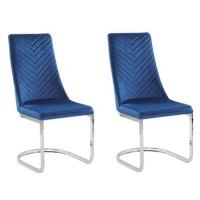 Sada 2 sametových modrých jídelních židlí ALTOONA, 251087