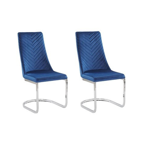 Sada 2 sametových modrých jídelních židlí ALTOONA, 251087 BELIANI
