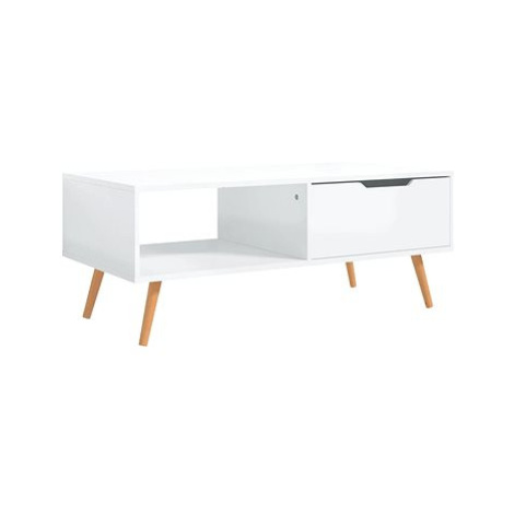 SHUMEE Konferenční stolek bílý vysoký lesk 100 × 49,5 × 43 cm dřevotříska , 326792
